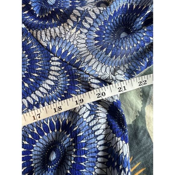 Melloday Women's Smocked Wrap Top Blue Floral Large - Picture 7 of 9